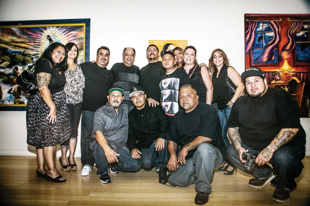 Cheech hanging out with members of the Lifestyle Car Club.